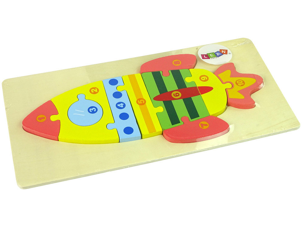 drewniane puzzle rakiety liczby