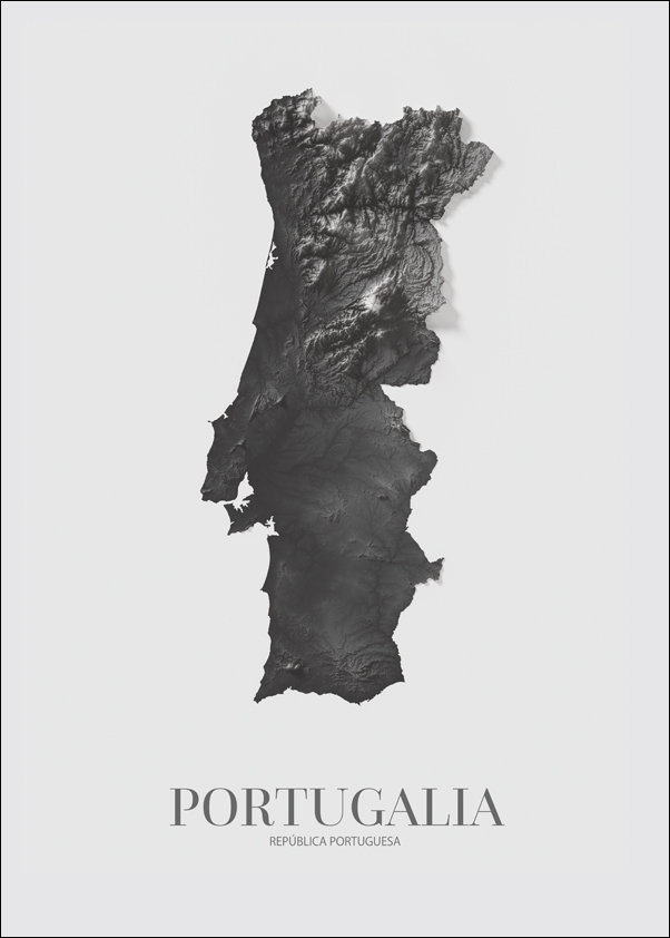 Portugalia, mapa grafitowa - plakat 59,4x84,1 cm