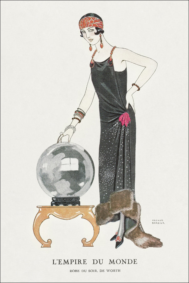 Psyché: Robe du soir, de Worth from Gazette du Bon Ton No. 9 Pl. 68, George Barbier - plakat 20x30 cm