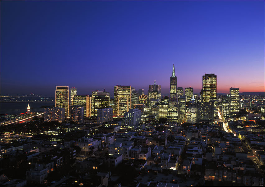 San Francisco skyline at night., Carol Highsmith - plakat 30x20 cm