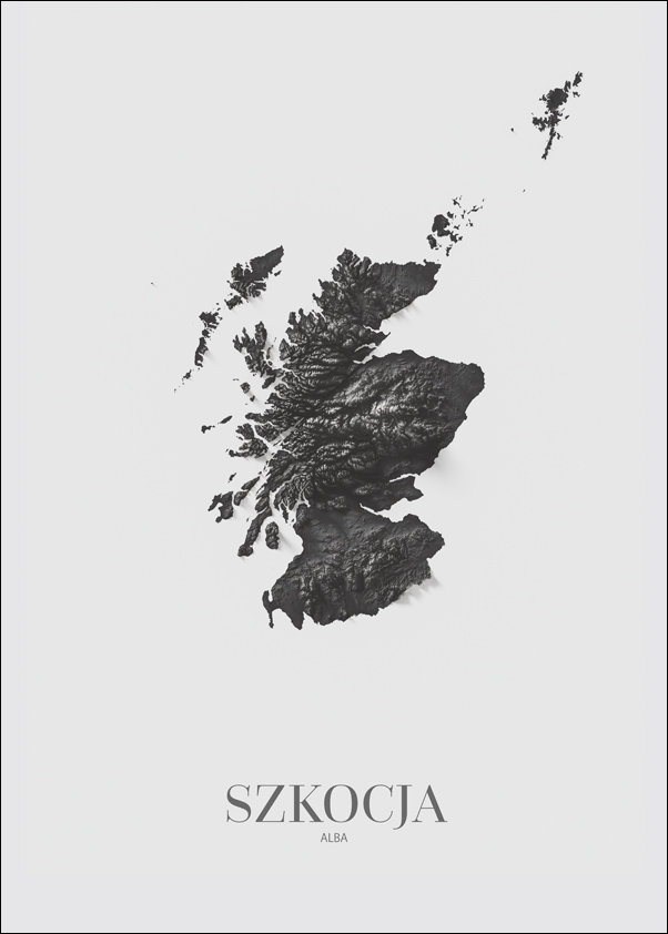 Szkocja, mapa grafitowa - plakat 20x30 cm