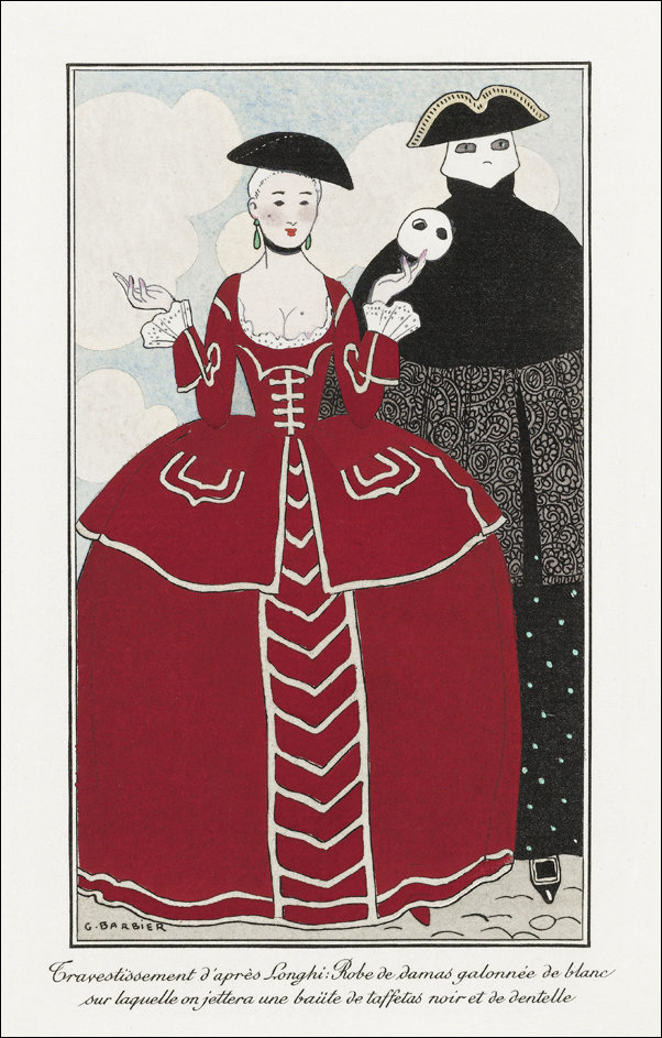 The cypress and the rose: Summer dress by Doeuillet from Gazette du Bon Ton No. 7 Pl. 70, George Barbier - plakat 21x29,7 cm