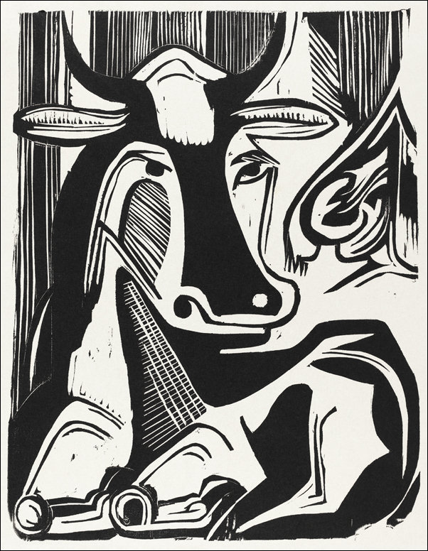 The Large Cow Lying Down, Ernst Ludwig Kirchner - plakat 21x29,7 cm