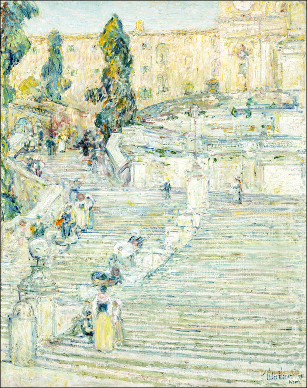 The Spanish Stairs, Rome, Frederick Childe Hassam - plakat 40x60 cm