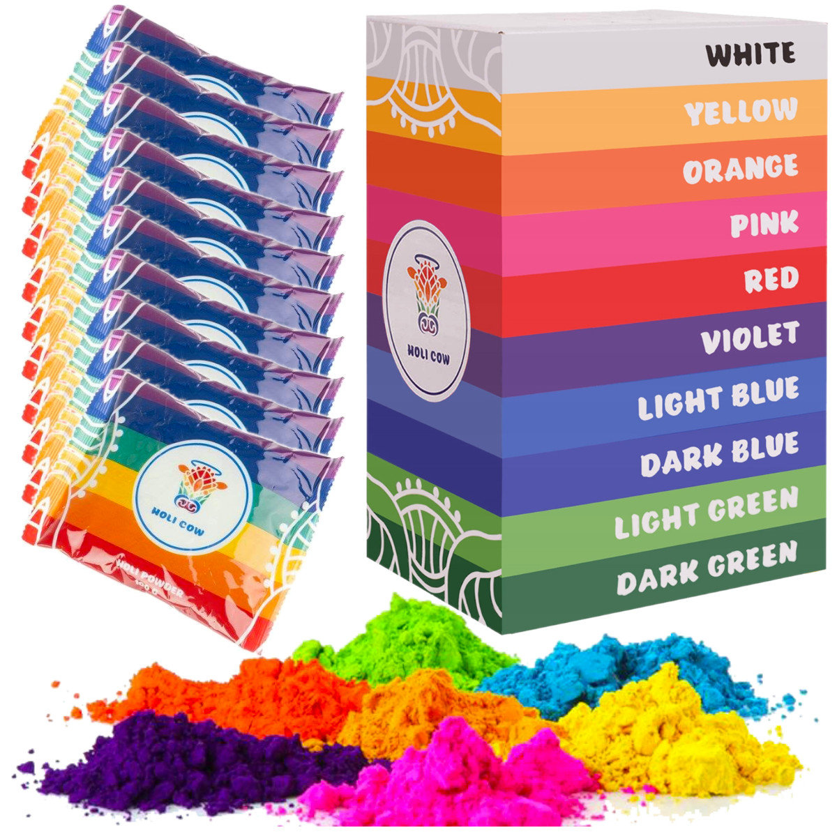 Kolorowy Proszek Holi Festiwal Koloru Zestaw 10Szt X392