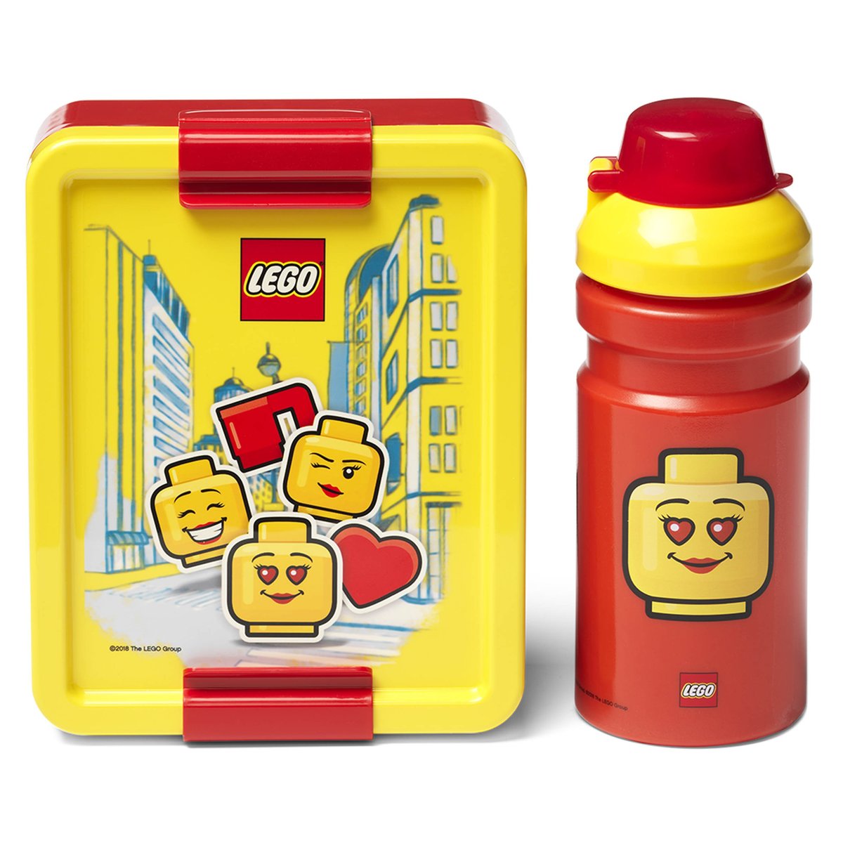 LEGO, Girl, Czerwono-Żółty Zestaw Lunch Box, Śniadaniówka I Bidon, 390 ml