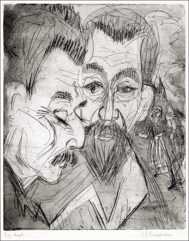 Two Peasant Heads, Ernst Ludwig Kirchner - plakat 70x100 cm