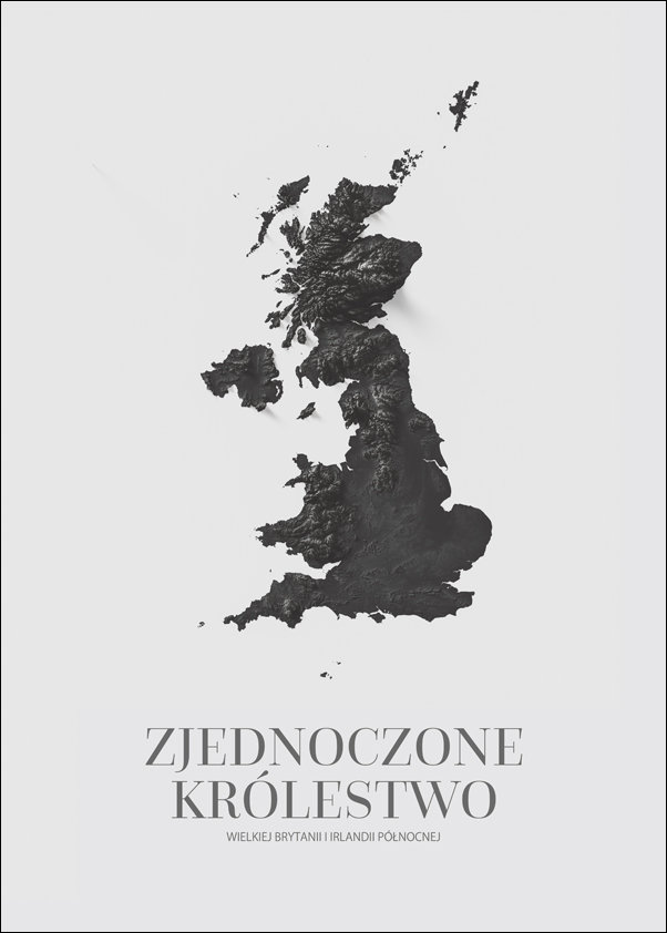 UK, mapa grafitowa - plakat 42x59,4 cm
