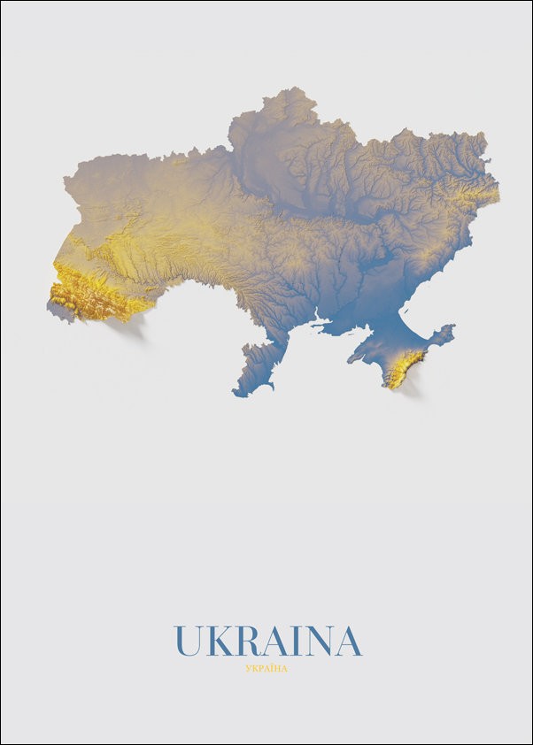Ukraina, mapa - plakat 50x70 cm