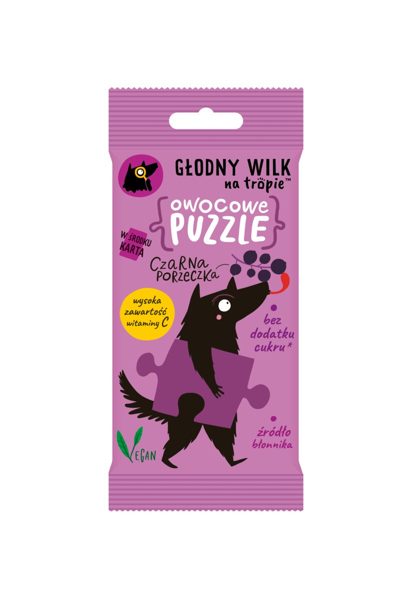 Głodny Wilk Na Tropie Owocowe puzzle żelki z naturalną witaminą C - czarna porzeczka Głodny Wilk, 20g