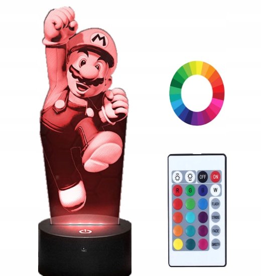 Lampka Nocna z Imieniem 3D Grawer Prezent Mario