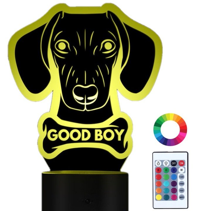 Lampka Nocna 3D LED Jamnik Piesek Grawer Imię