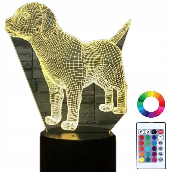 Lampka Nocna LED 3D Piesek Szczeniak Lablador Imię