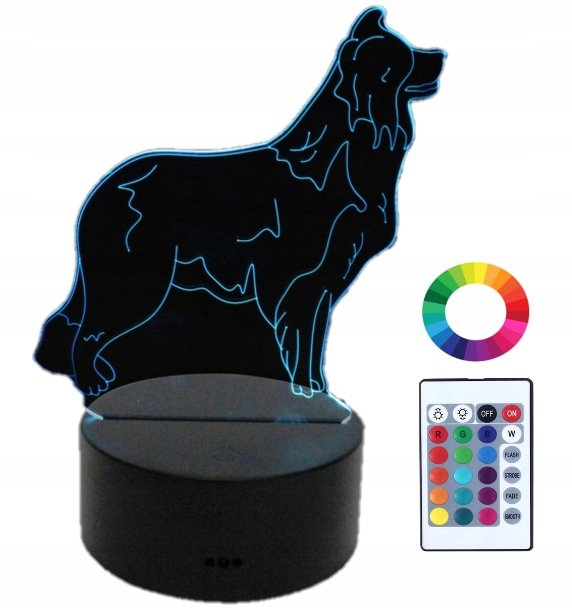 Lampka Nocna LED 3D Pies Border Collie Grawer