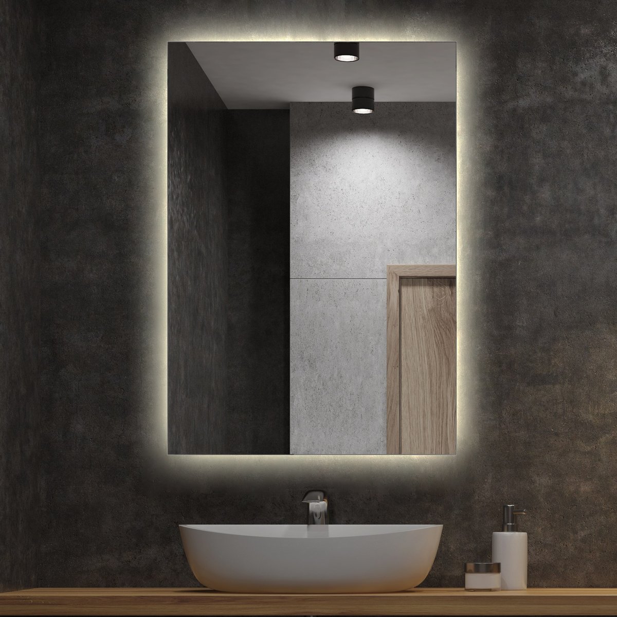Nowoczesne Lustro z Podświetleniem LED 70x50 cm