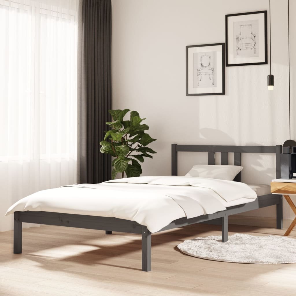 Lumarko Rama łóżka, szara, lite drewno, 100 x 200 cm