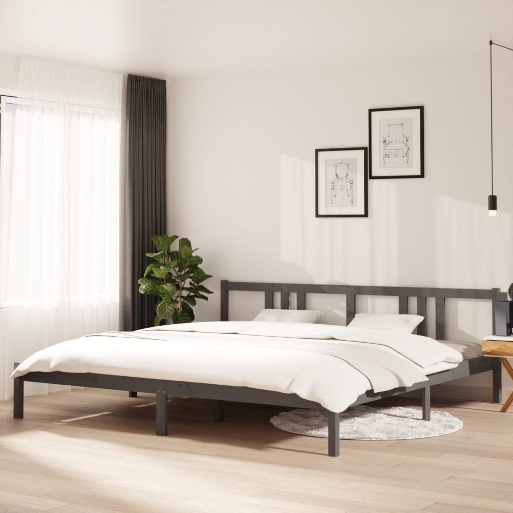 Lumarko Rama łóżka, szara, lite drewno, 200 x 200 cm