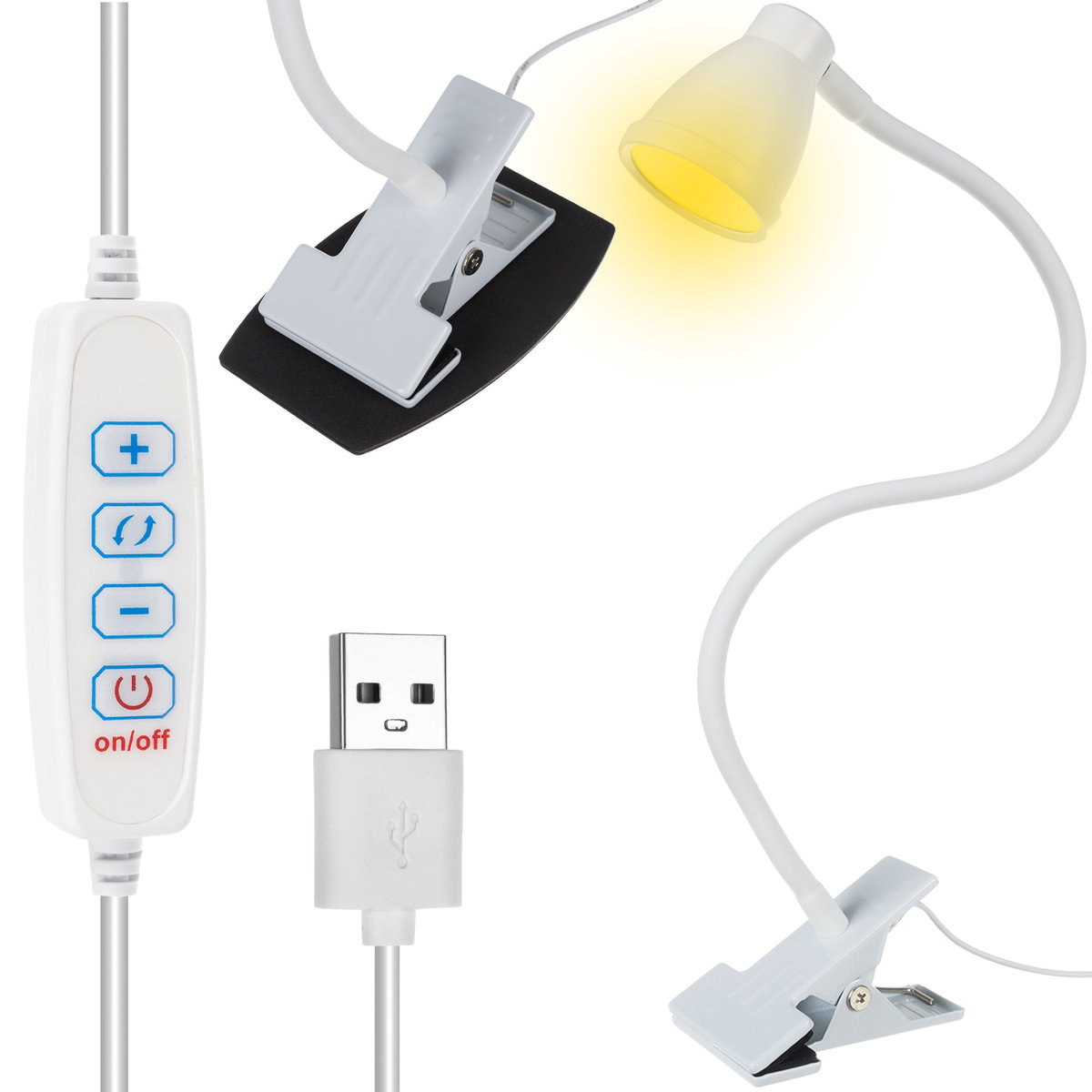 Lampka LED Biurkowa z Klipsem do Czytania Elastyczna do USB na Biurko Klips IZOXIS