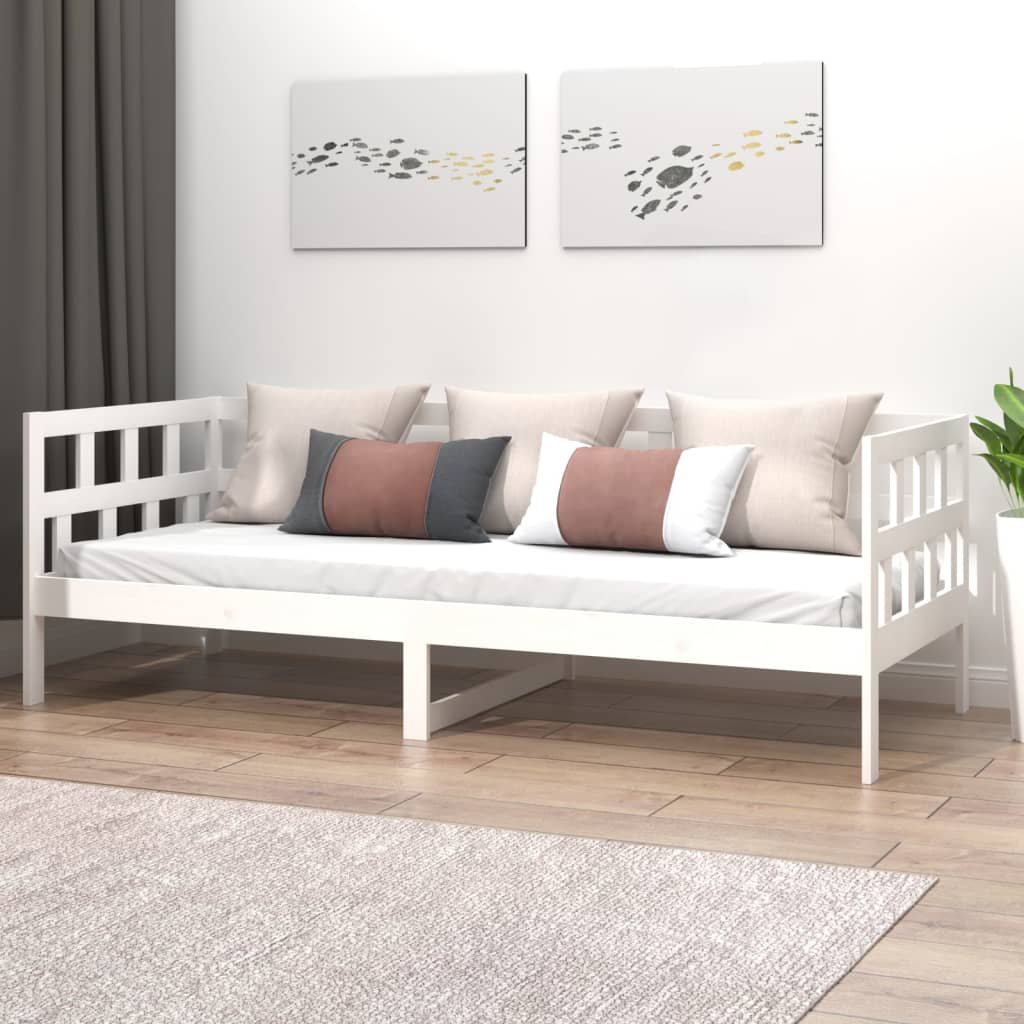 Lumarko Łóżko rozsuwane, białe, lite drewno sosnowe, 80x200 cm