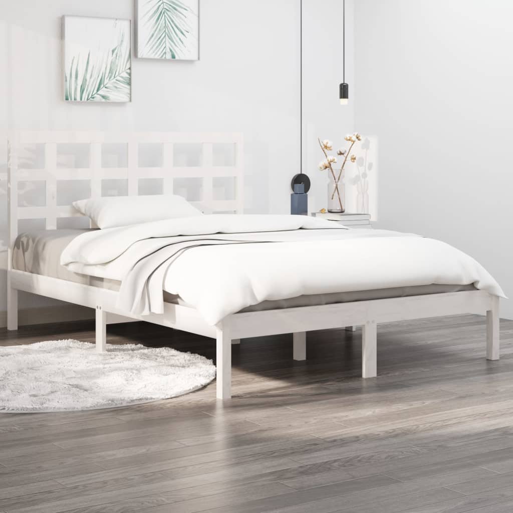 Фото - Ліжко VidaXL Rama łóżka, biała, lite drewno, 200 x 200 cm Lumarko! 