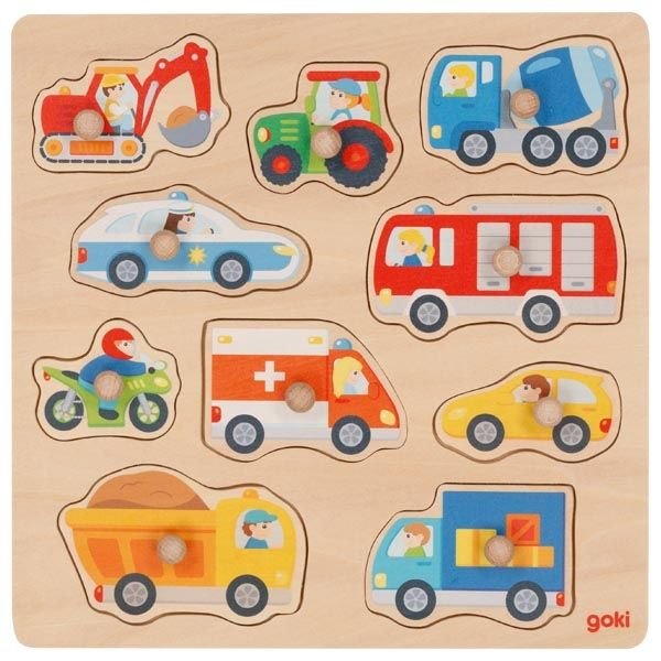 Drewniane Puzzle Z Uchwytami Pojazdy Goki
