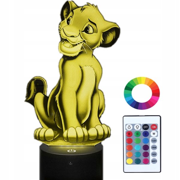 Lampka Nocna Z Imieniem Król Lew Simba 3D Led