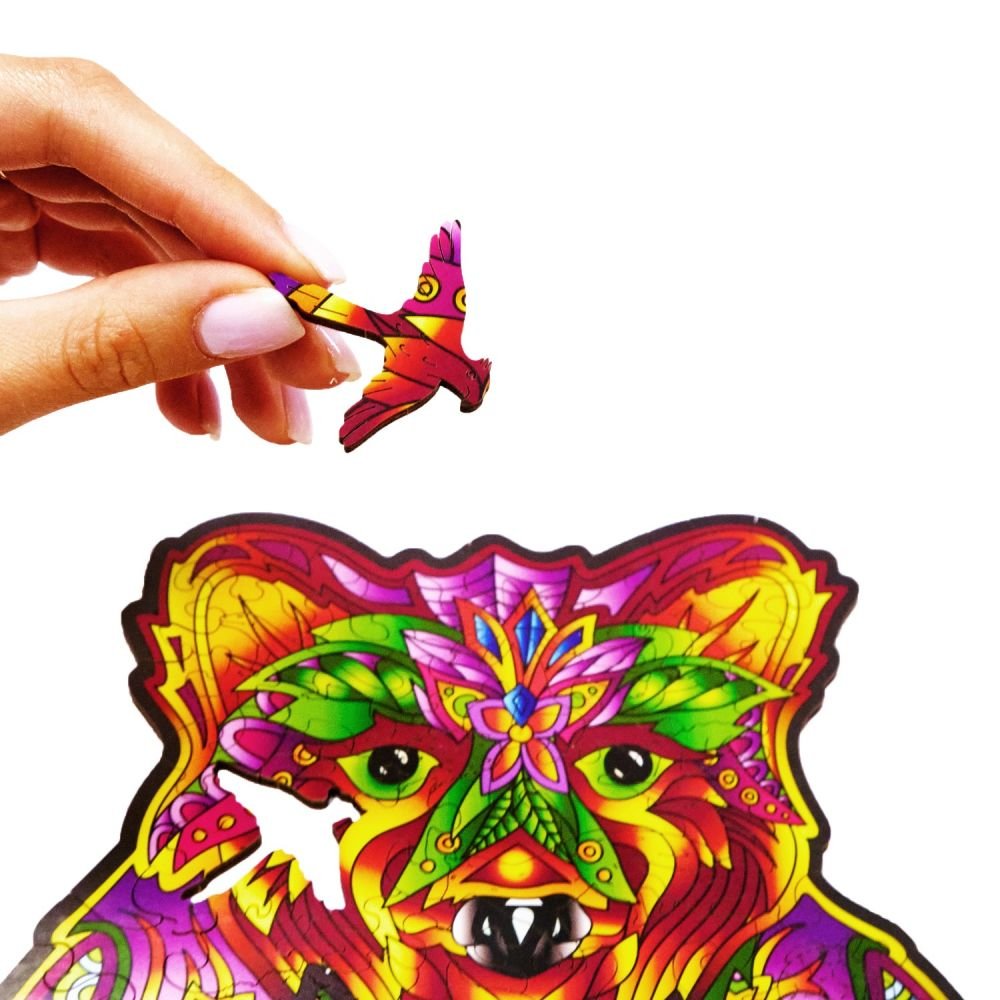 Puzzle Drewniane Kolorowe Niedźwiedź