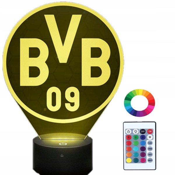 Lampka Nocna Z Imieniem Borussia Dortmund 3D Led