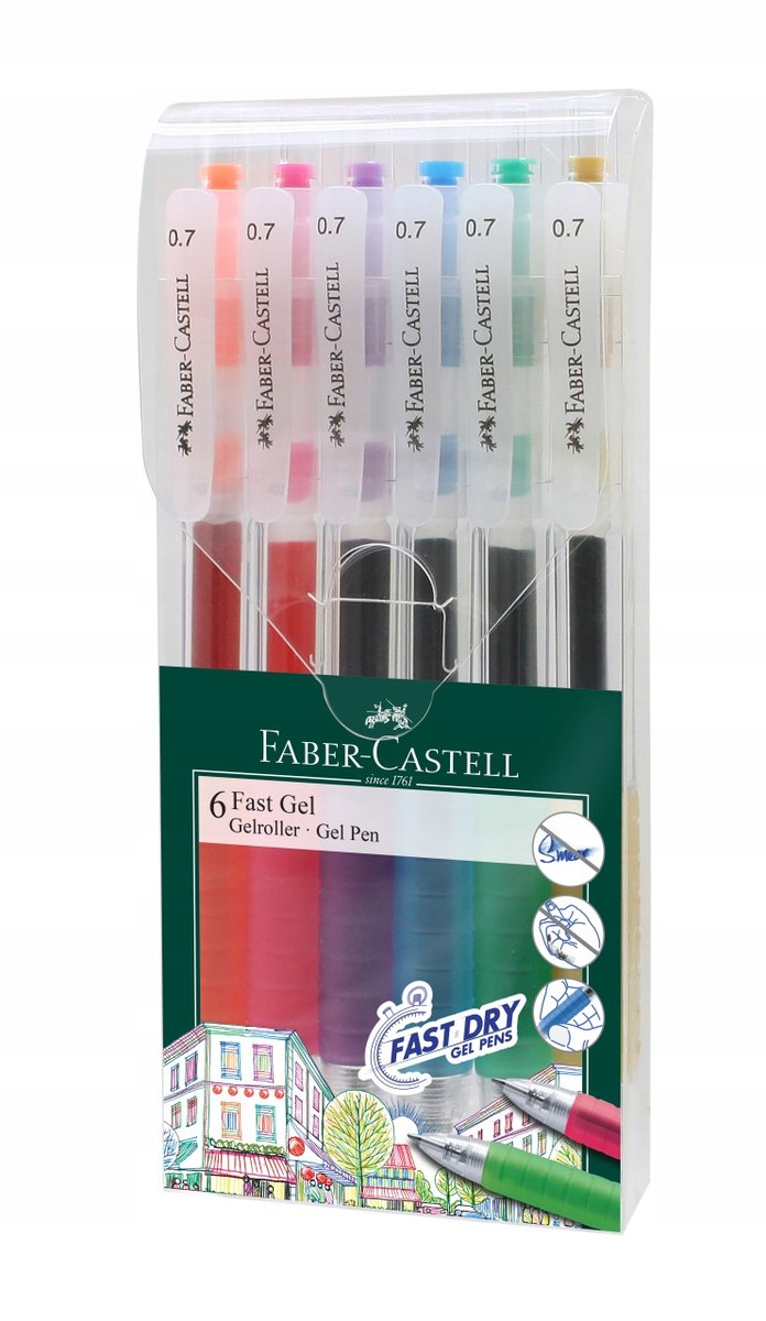 Faber-Castell Długopis Żelowe Szybkoschnące 6 Kol