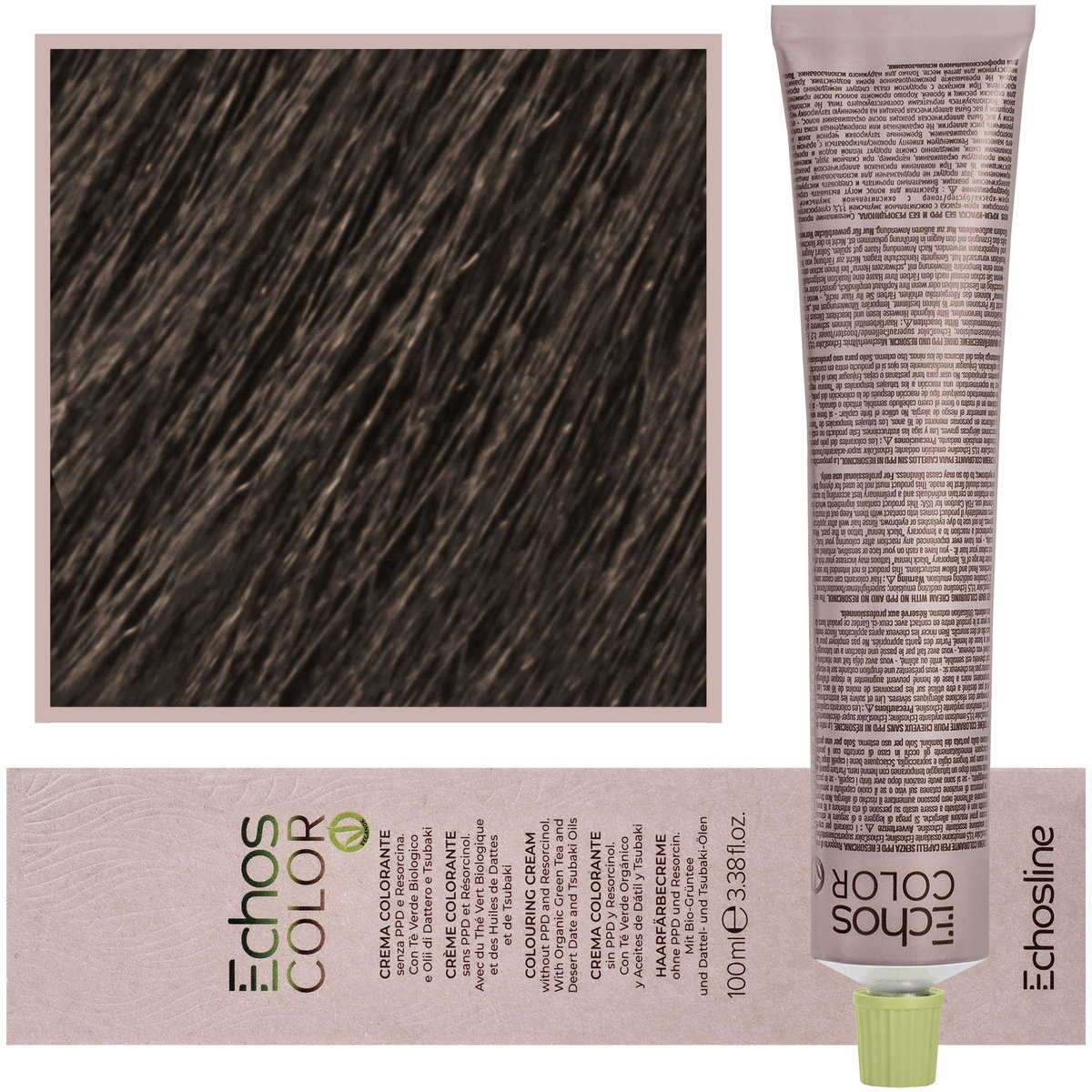 Echosline, Estyling Echos Color, kremowa, trwała farba do włosów z woskiem pszczelim 100ml ICE 7,0 Zimny Naturalny Średni Blond