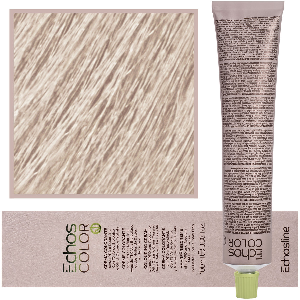 Echosline, Estyling Echos Color, kremowa, trwała farba do włosów z woskiem pszczelim 100ml ICE 10,0 Zimny Naturalny Platynowy Blond