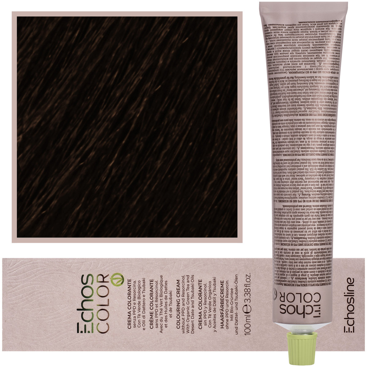Echosline, Estyling Echos Color, kremowa, trwała farba do włosów z woskiem pszczelim 100ml COLD 6,7 Zimny Brązowy Ciemny Blond