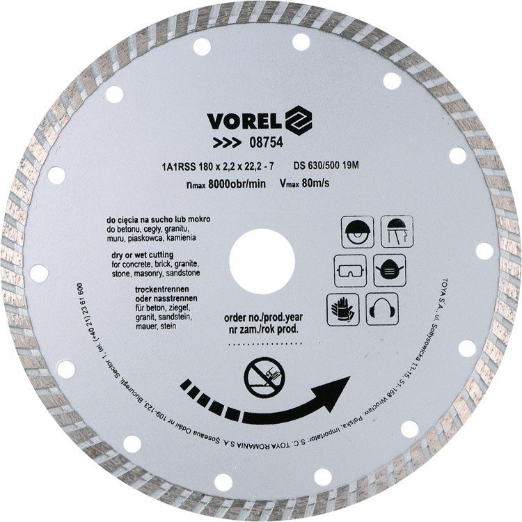 Vorel Tarcza diamentowa 180 mm segment turbo 08754