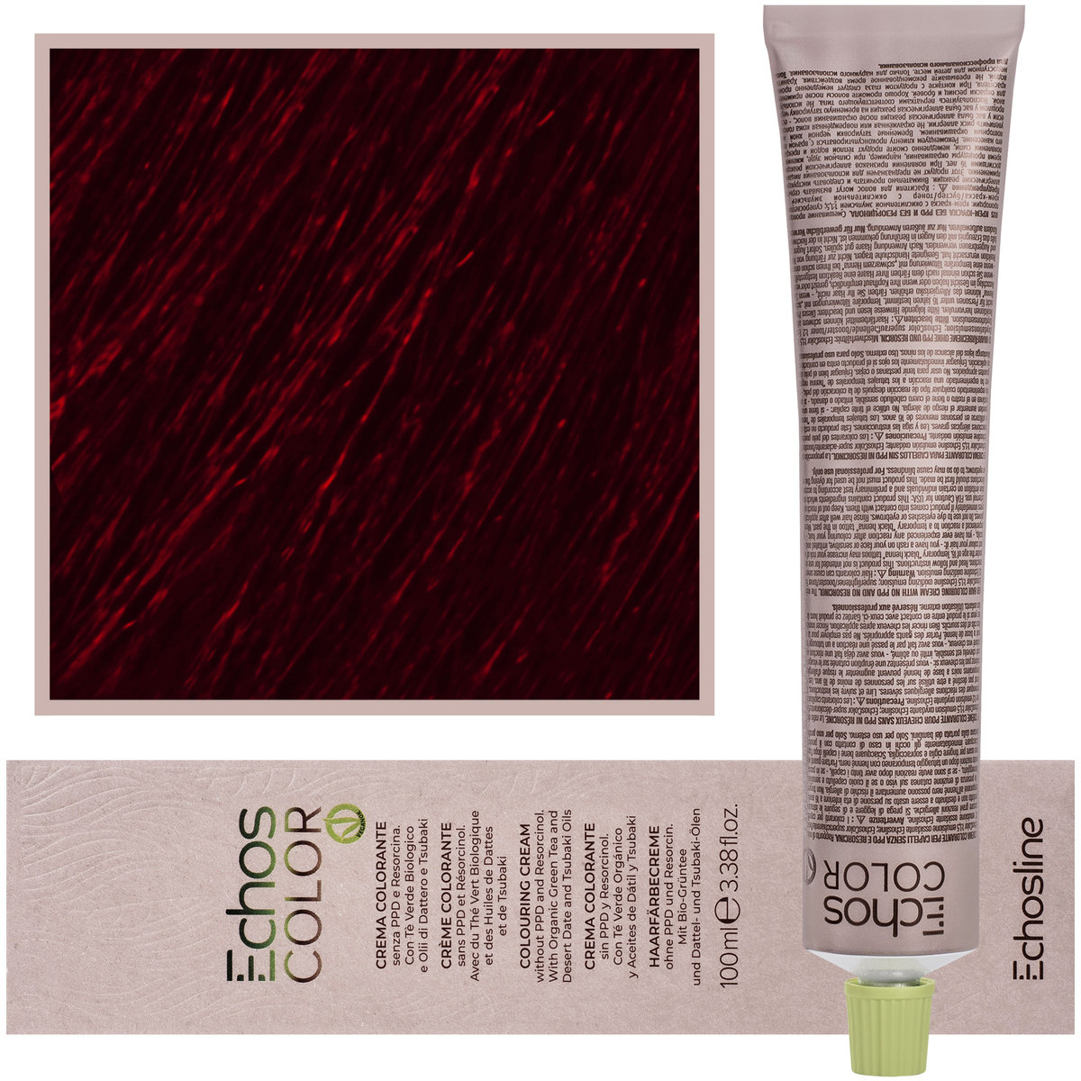 Echosline, Estyling Echos Color, kremowa, trwała farba do włosów z woskiem pszczelim 100ml 5,66 Intensywny Czerwony Jasny Kasztan