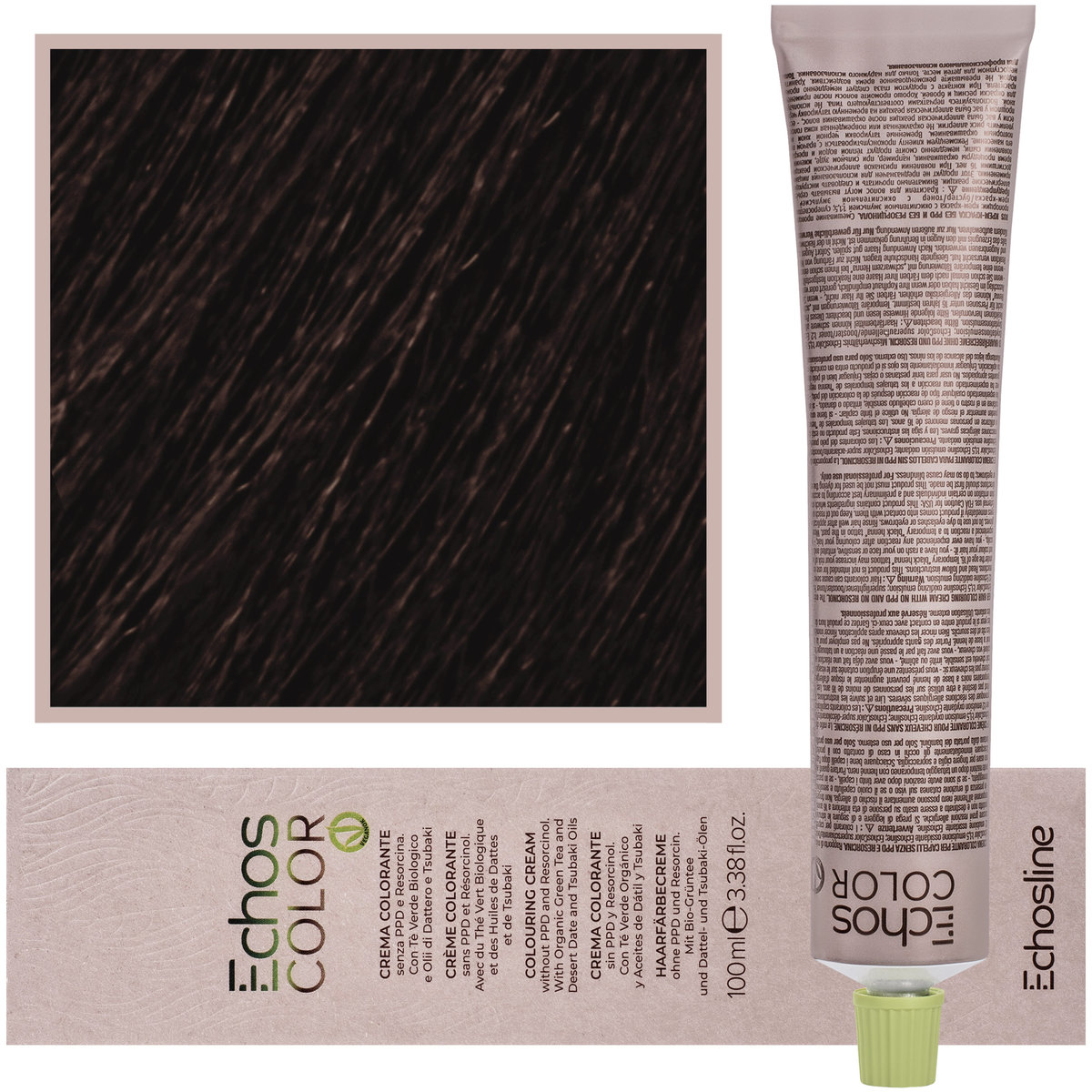 Echosline, Estyling Echos Color, kremowa, trwała farba do włosów z woskiem pszczelim 100ml 5,3 Złoty Jasny Kasztan