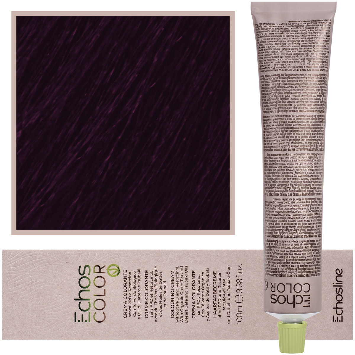 Echosline, Estyling Echos Color, kremowa, trwała farba do włosów z woskiem pszczelim 100ml 5,22 Intensywny Fioletowy Jasny Kasztan