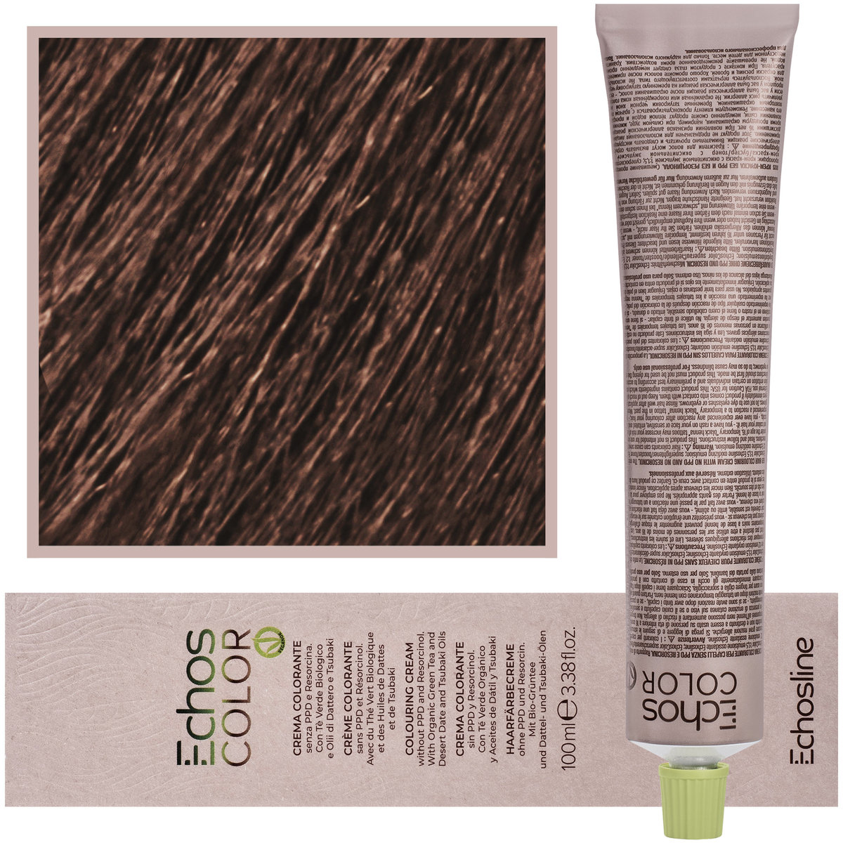 Echosline, Estyling Echos Color, kremowa, trwała farba do włosów z woskiem pszczelim 100ml 7,7 Brązowy Średni Blond