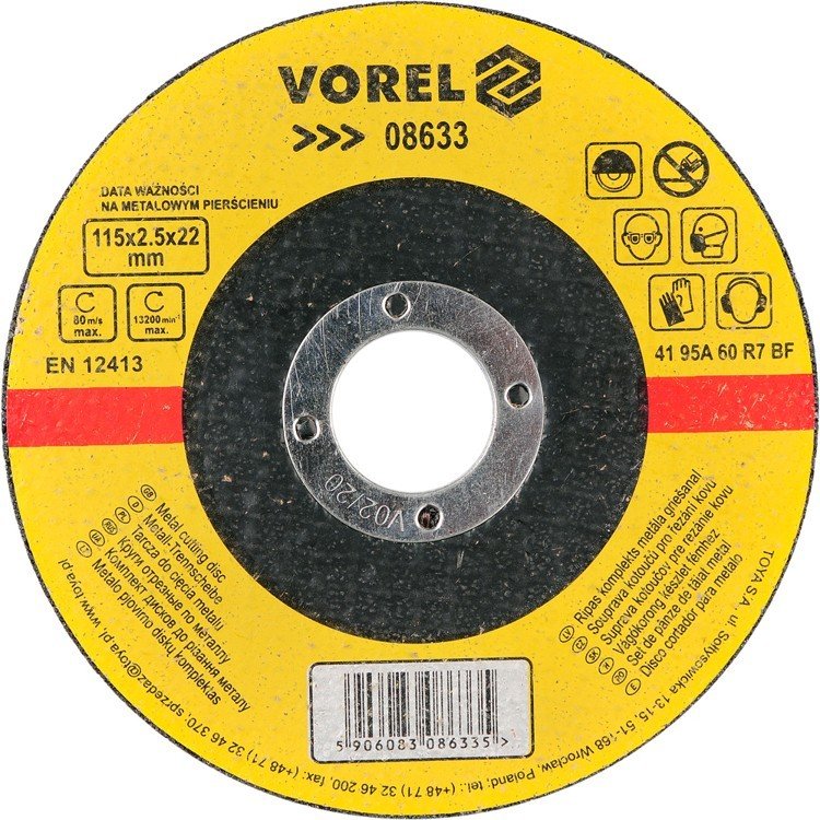 Vorel Tarcza do cięcia metalu 115x2,5x22 08633