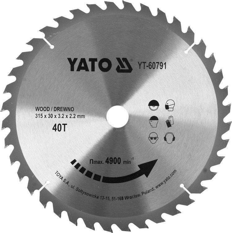 YATO TARCZA WIDIOWA DO DREWNA 315X40TX30MM YT-60791