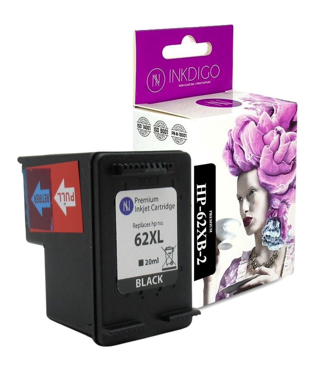 INKDIGO 62 XL zgodny Tusz do HP Envy 5645 5540 200 czarny