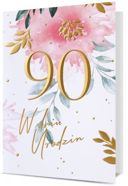 Kartka Na 90 Urodziny Elegancka, Pastelowa H2731