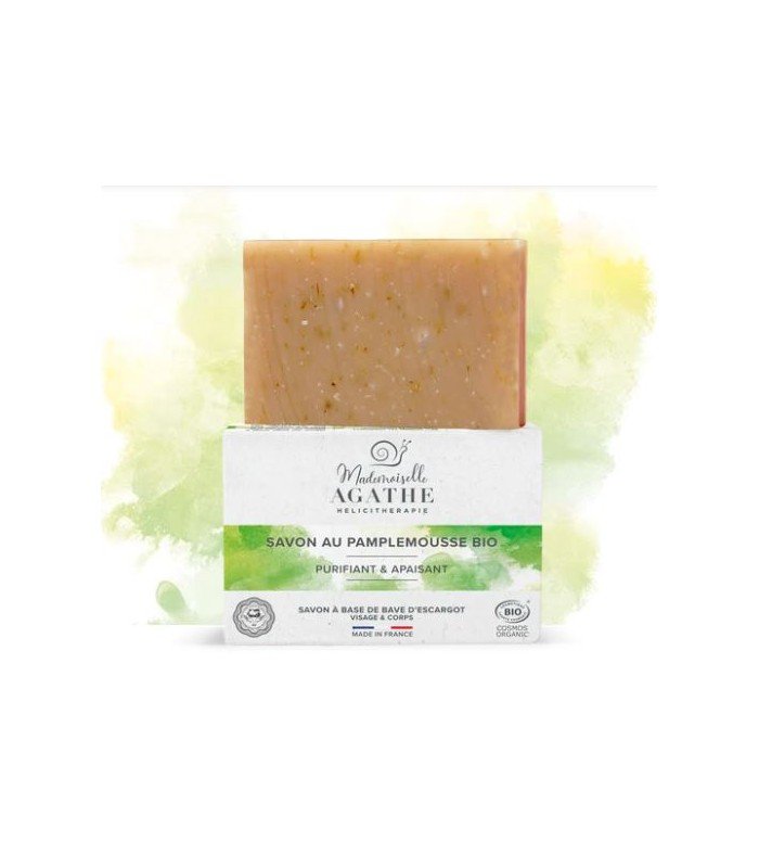 Organiczne mydło ze śluzem ślimaka, GREJPFRUTOWE, COSMOS ORGANIC, 100 g, Mlle Agathe