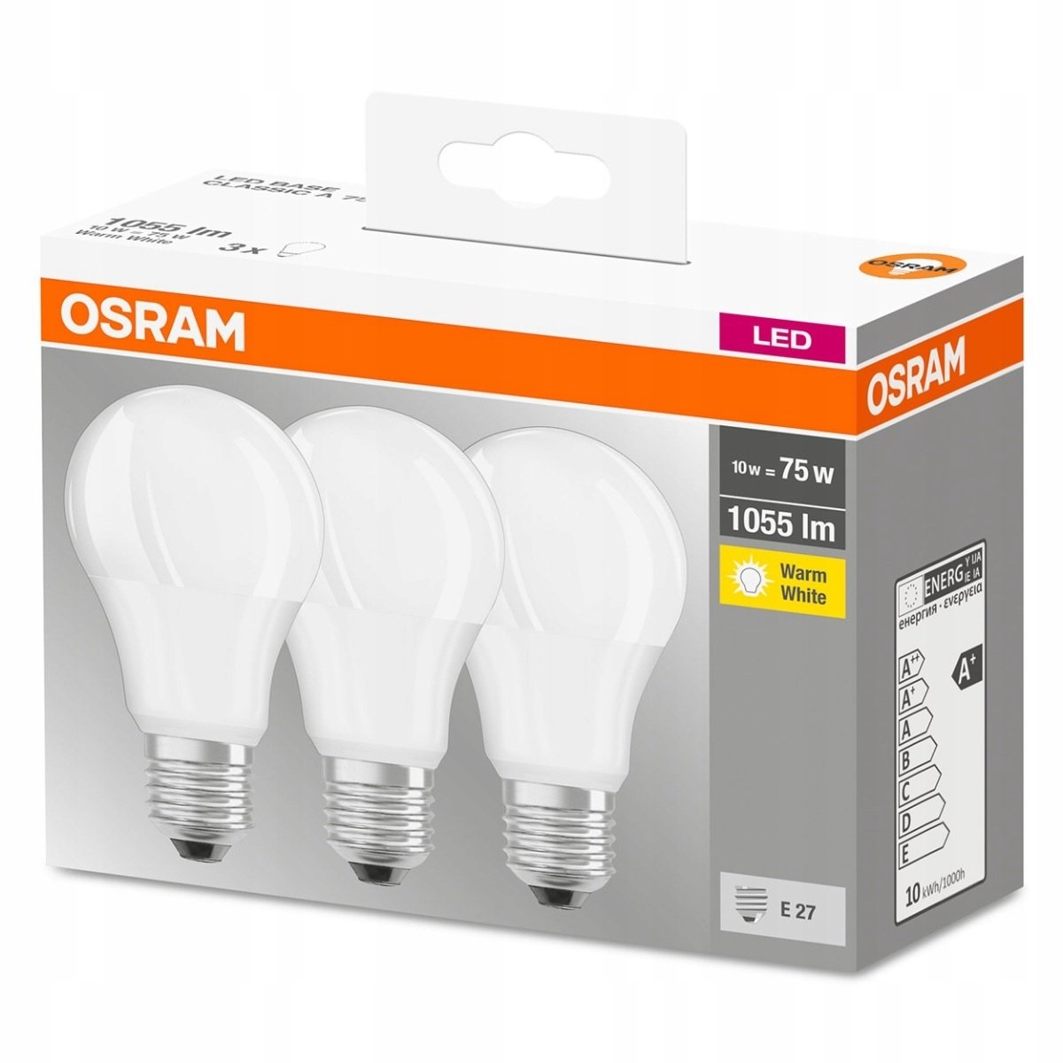 Osram Żarówka Led E27 A60 10w=75w 2700k Osram 3pak