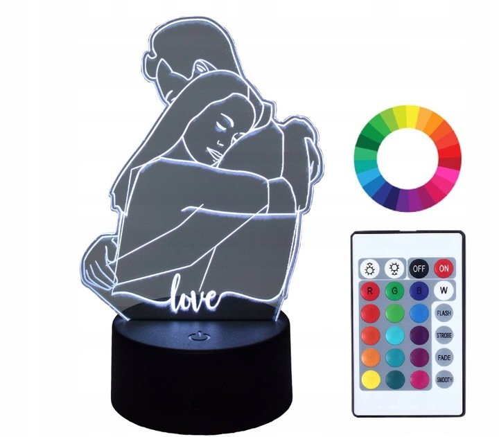 Lampka Nocna 3D Led Z Imieniem Zakochani Rocznica