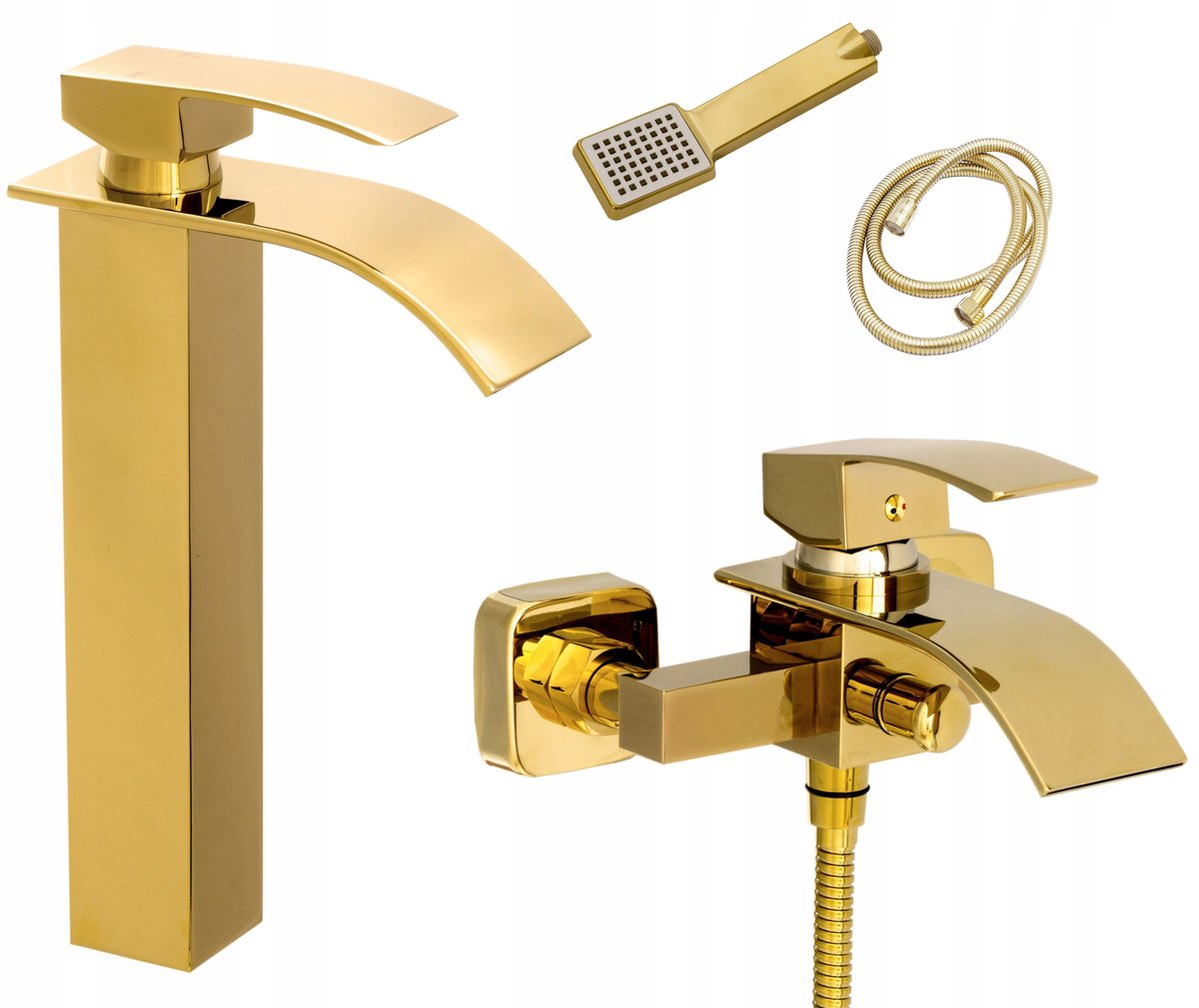 Zestaw Złoty Bateria Wannowa Wodospad Umywalkowa