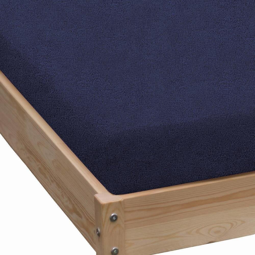 top Prześcieradło Frotte Z Gumką 200X220 Granatowy Grube