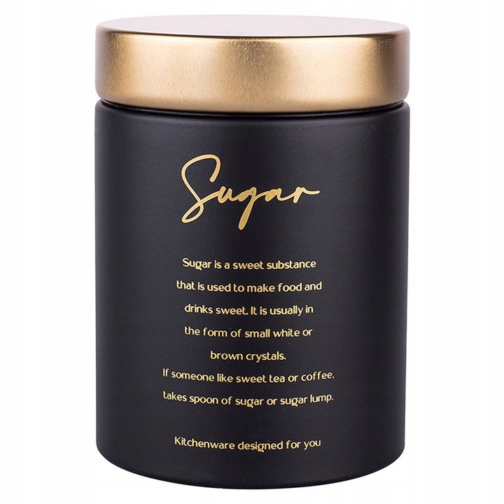 Lumarko Lumarko Puszka Okrągła Czarna Matowa Z Pokrywą W Odcieniu Złota 11x11x15 Cm Dek. Sugar 0204018429 Alt