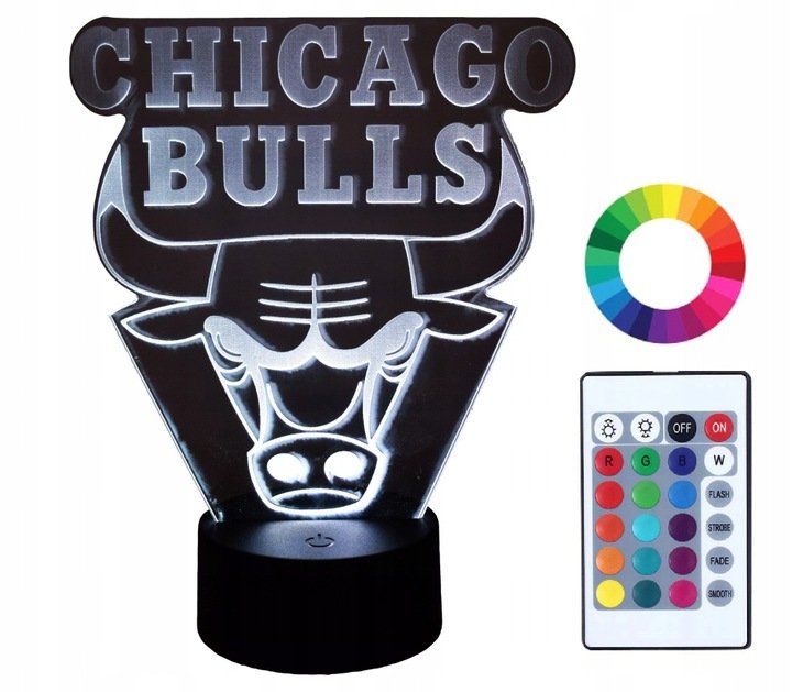 Lampka Nocna 3D Led Imię Grawer Chicago Bulls