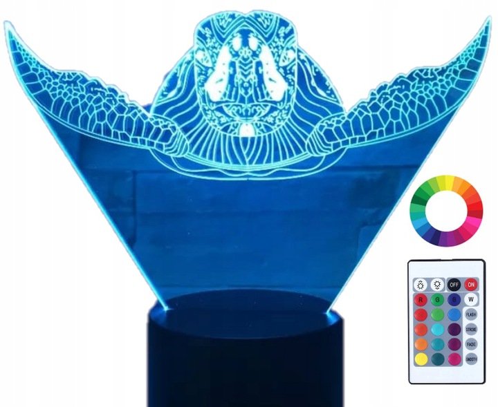 Lampka Nocna 3D Led Żółw Morski Grawer Prezent