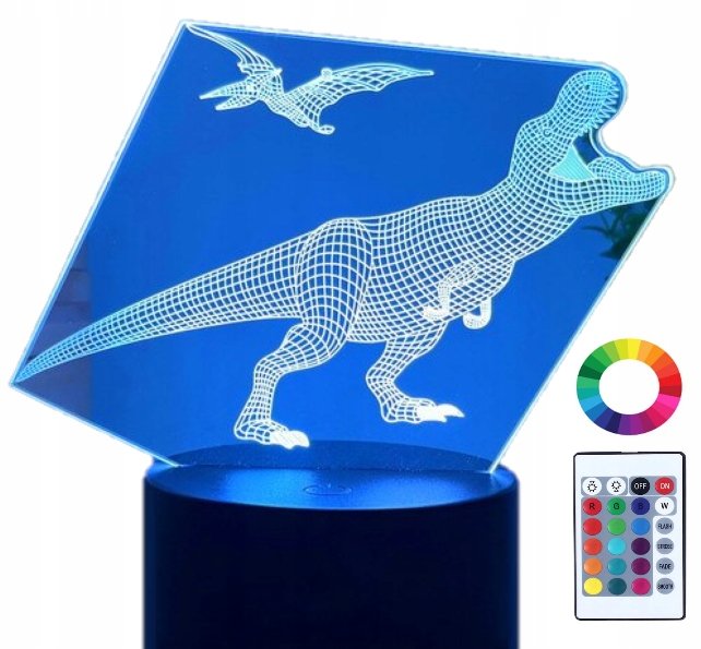 Lampka Nocna 3D Led Dinozaury Park Jurajski Grawer